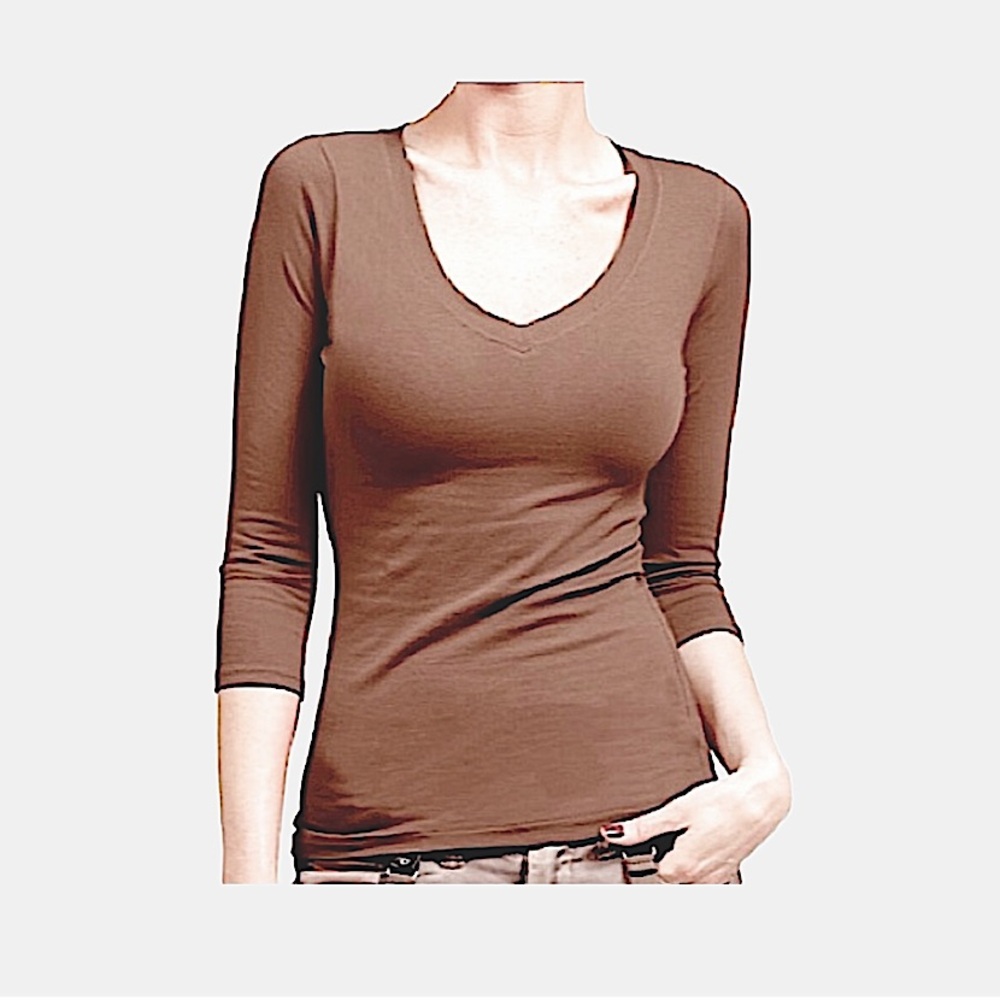 New Kenneth Cole Reaction Brown V-Neck Top Size Large